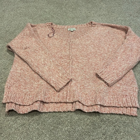 Lucky Brand Sweaters - Lucky Brand Sweater Womens Large Pink Knit V Neck Pullover Cotton Blend Boho
